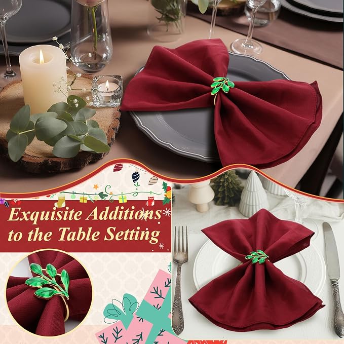 WILLBOND Leaf Napkin Rings Holders Fall Party Napkin Rings - Image 4