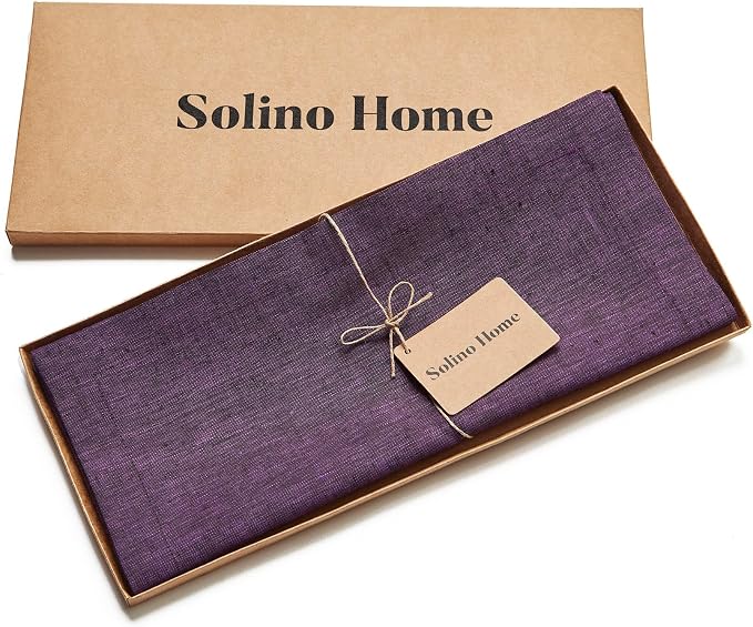 Solino Home 100% Pure Linen Table Runner Grape Woven, Athena 14 x 60 in | Table - Image 6