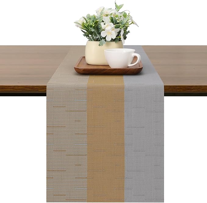 Table Runner 88 Inches Long, Vinyl Woven Farmhouse Table Runners | Washable by Chitomars
