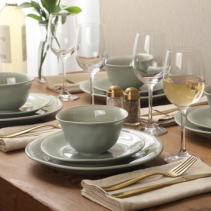 Gibson Elite Port Barton Plates and Bowls Sets, 12-Piece Stoneware Dinnerware - Image 3