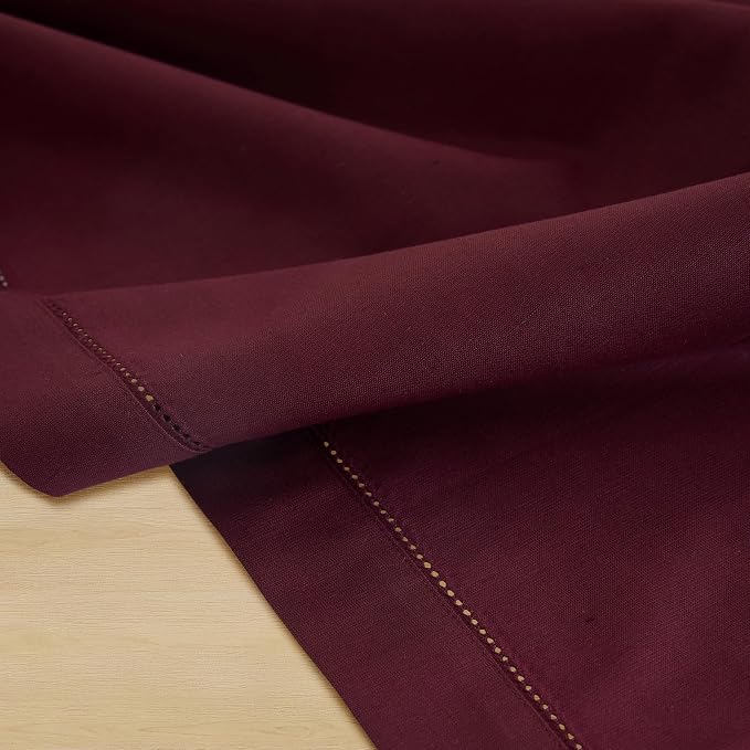 Solino Home Cotton Linen Table Runner Wine, Hemstitch Collection 14 x 72 in | - Image 6