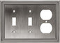 Henne Bery Sunken Pearls Heavy Duty Decorative Wall Plate Switch Plate Outlet Cover (Double Toggle/Single Duplex, Heirloom Silver)