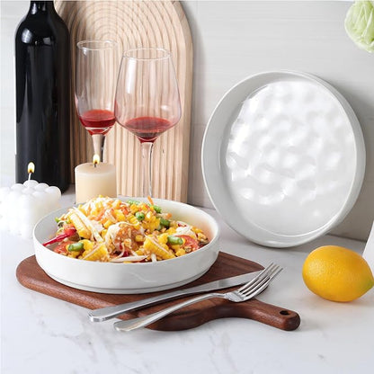 LIANYU 8.25" Wide Shallow Pasta Bowls Set of 4, Deep Dinner Salad Plates | - Image 3