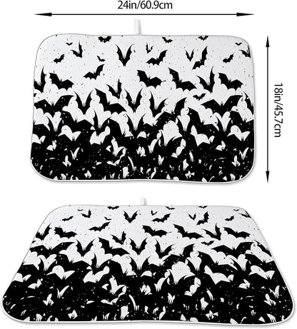 Halloween Bats Dish Drying Mat for Kitchen Counter 18x24 Inch Polka Dots Dish - Image 6