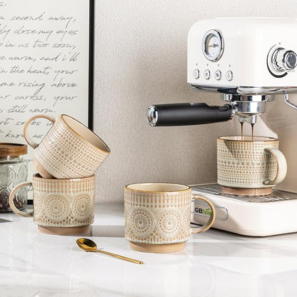 GBhome 16 oz Coffee Mugs Set of 4, Stackable Ceramic Coffee Cups Set | Modern - Image 6