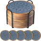 5 Pack Coasters for Drinks Absorbent, Coasters for Coffee Table with Holder, Non-Slip, Non-Stick, Suit for Kinds of Cups 4.3 inch Gray