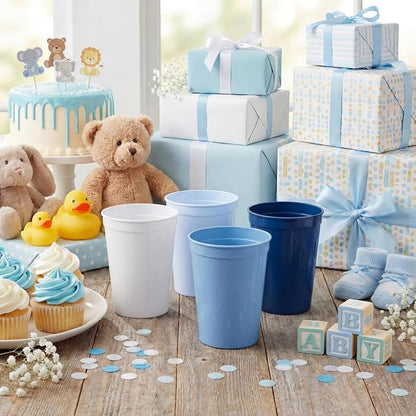 Yungyan 24 Pcs Dusty Blue Baby Shower Decoration Dusty Blue Reusable Plastic - Image 6