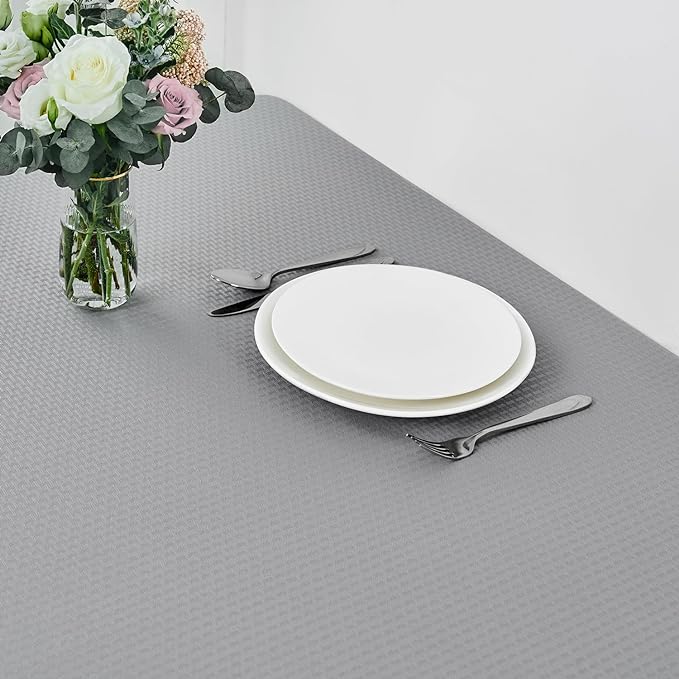 maxmill Weaved Texture Rectangle Tablecloth Water Resistant Wrinkle Free Spill-Proof, Soft Table Cloth for Dining Room Decoration, Banquet Parties Event Holiday Dinner, 60 x 84 Inch Light Grey