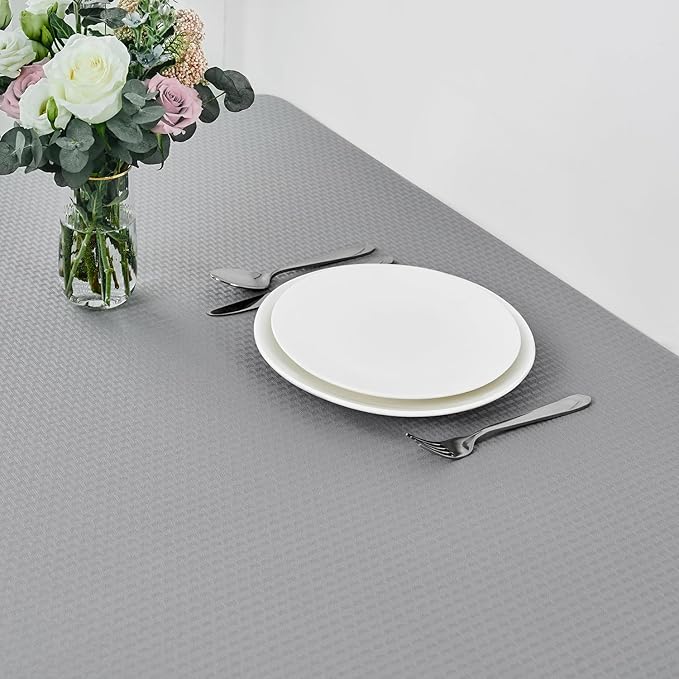 maxmill Weaved Texture Tablecloth Water Resistance Antiwrinkle Spillproof Soft Washable Table Cloth for Dining Room, Buffet Banquet Parties Holiday Dinner, Rectangular 60 x 108 Inch, Light Grey