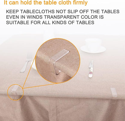 24 Pieces Transparent Clear Tablecloth Clips, Plastic Table Cloth Clips，Windproof Table Cover Holder Clamps，Table Cloth Holder for Christmas Home Wedding Party Indoor Outdoor Camping Picnic (Large)