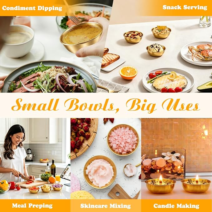 LIEMAND Stainless Steel Small Dipping Bowls, Round Small Bowls, - Image 4