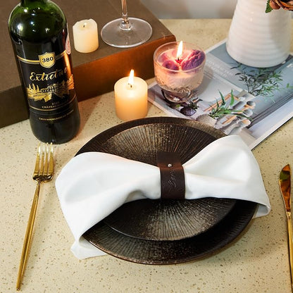 Dark Brown Napkin Rings Set of 6 – Elegant Leather Napkin Ring Holders - Image 8