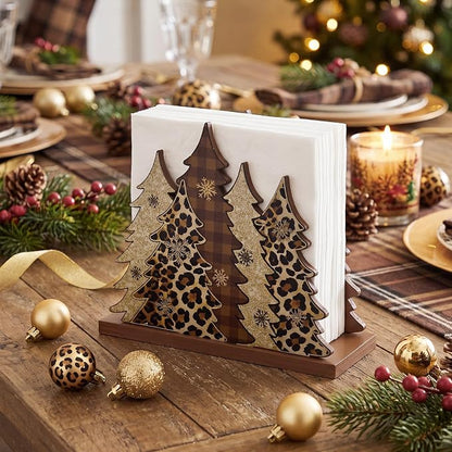 Leopard Print Christmas Tree Napkin Holder - Image 3