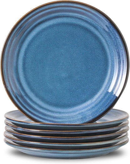 HASENSE Salad Dessert Plates, 8 Inch Ceramic Dinner Plate Set of 6, Small Round by Hasense