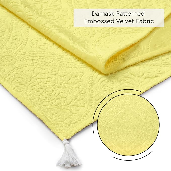 Encasa XO Table Runner, Embossed Velvet, Elegant 13"x72" | Pale Lime, 175 GSM - Image 5