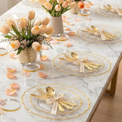 120PCS Gold Plastic Silverware, Vintage Disposable Utensils & Cutlery | 40 - Image 5