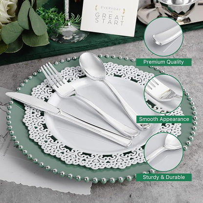 120PCS Silver Plastic Silverware, Disposable Utensils & Cutlery | 60 Forks - Image 4