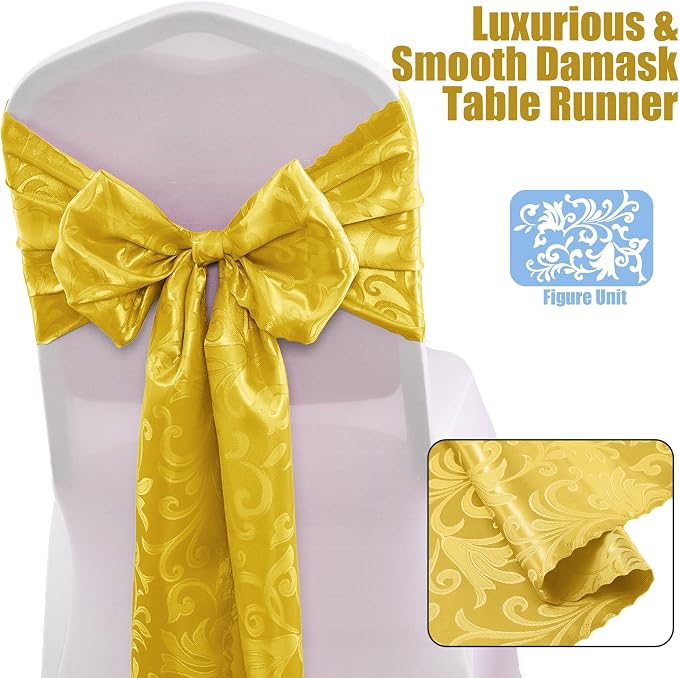 RUDONG M Gold Satin Table Runners, 12 x 108 Inch, 12 Pack | Long Silky Damask - Image 3