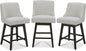 CHITA Counter Height Swivel Bar Stools Set of 3, FSC Certified Upholstered Counter Stools, Modern Swivel Barstools with Wood Legs for Kitchen Island, 26" Seat Height, Fabric in Ivory