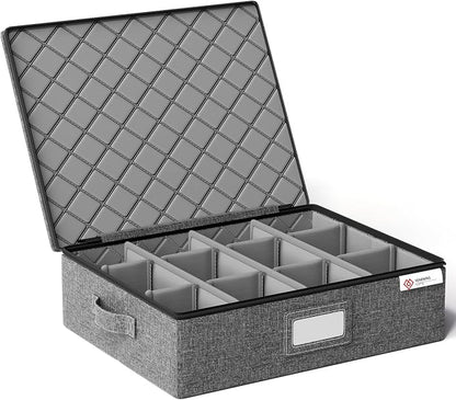 Cup and Mug Storage Boxes with Dividers, Hard Shell Coffee Mug Organizer with by YEARNINGHOME