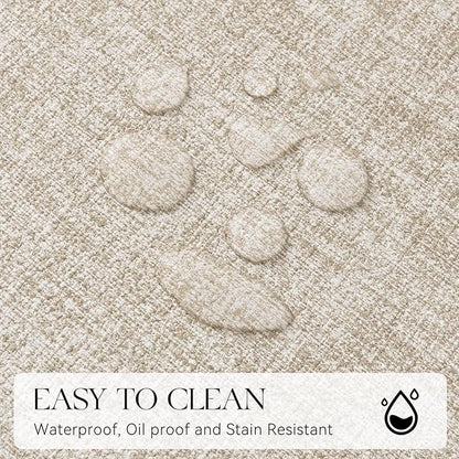 MOSAYT Faux Leather Placemats Set of 6, Heat Resistant Wipeable Washable Vinyl Place Mats with Coasters, Waterproof Oil Proof Table Mats for Kitchen Dining Party Outdoor, 12" x 17", Grey Beige