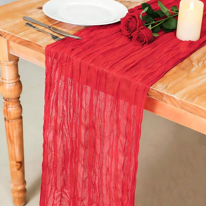 Snowkingdom 10 Ft Red Valentine's Day Cheesecloth Table Runner, 120 inch Long by Snowkingdom