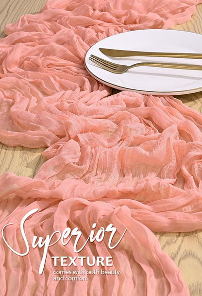 4 Pack Cheesecloth Table Runner 10FT Coral Table Runner Boho Gauze Cheese Cloth - Image 4