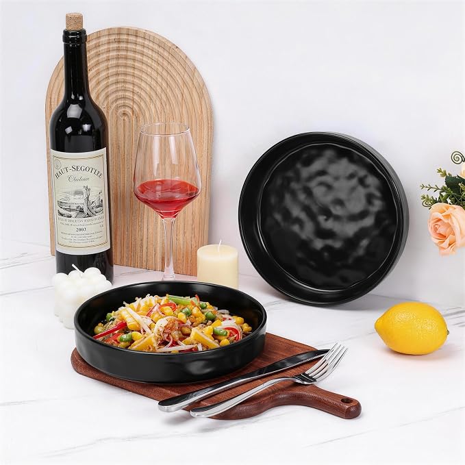 LIANYU 8.25’’ Pasta Bowls Set of 4, 33oz Large Wide Shallow Dinner Plates | - Image 3