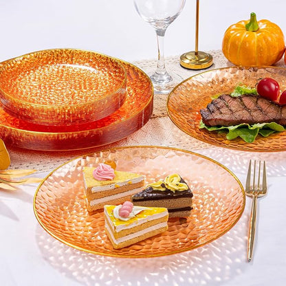 Rubtlamp 100Pcs Orange Plastic Dinner Plates, 10 Inch Disposable Orange Dinner - Image 7