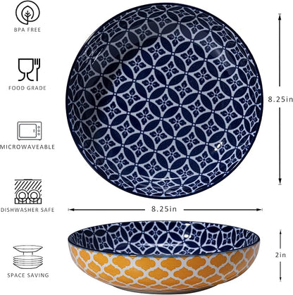 LEHAHA Porcelain Pasta Bowls, 32oz Ceramic Dinneware Dinner Bowls Set of 4 - Image 6