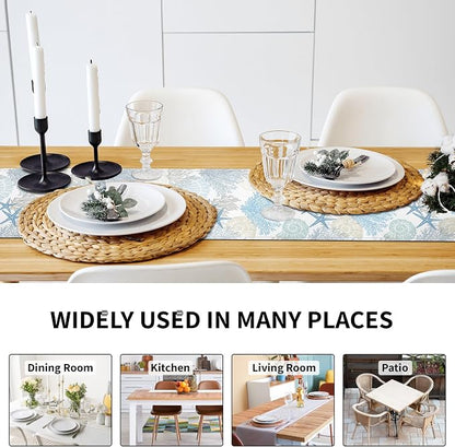Coastal Table Runner 13x90 Inch Blue Summer Beach Nautical Table Runners Modern - Image 3