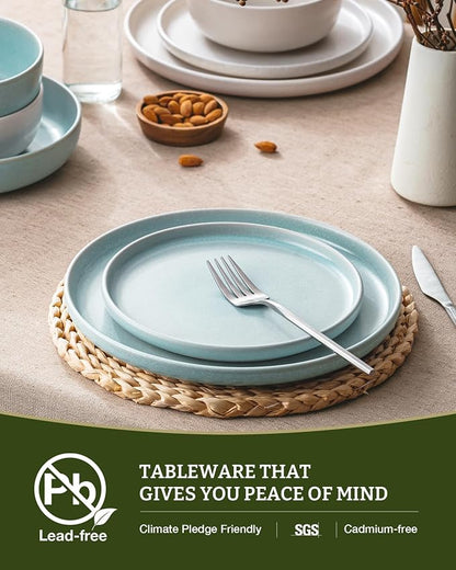 Famiware Milkyway 12-Piece Dinnerware Set, Matte Beige White & Light Blue | - Image 5
