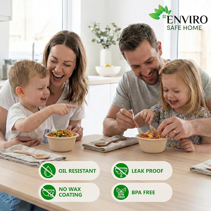 10 Oz Bamboo Disposable Bowls For Hot Soup, 100 Pack - Image 4