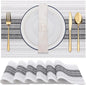 Winknowl Placemats, Set of 6 Heat Resistant Stain Resistant Woven Vinyl Insulation Place mats, Durable Washable Elegant Table Mats for Dining (White)