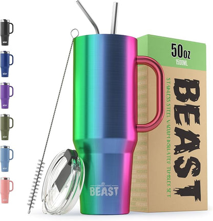 Beast 50 oz Tumbler with Handle Stainless Steel Vacuum Insulated Coffee Ice Cup by GreensSteel