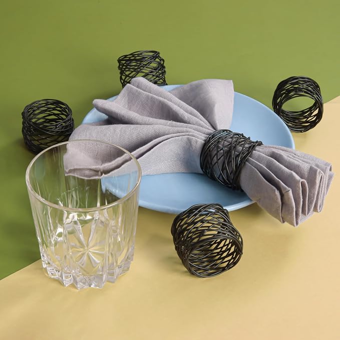ALPHA Living HOME 12 Pcs Modern Metal Napkin Rings - Image 2