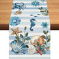 Summer Ocean Beach Shells Table Runner Watercolor Sea Turtle Burlap Table by BEAUTYROMANCEFORYOURLIFE