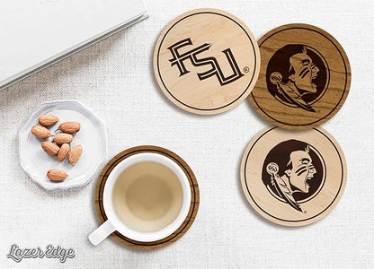 LazerEdge Florida State Seminoles Wooden Coaster Set - Cherry Wood - Officially Licensed Product - 4-Pack