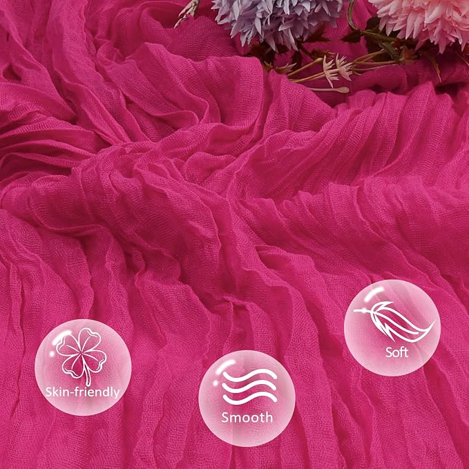 12 Pack Hot Pink Cheesecloth Table Runner 10ft Boho Gauze Fabric Cheese Cloth - Image 4
