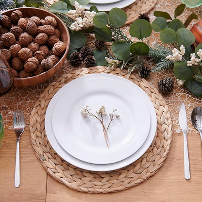 6 Pack, Round Woven Placemats, Natural Water Hyacinth Wicker Place mats - Image 3