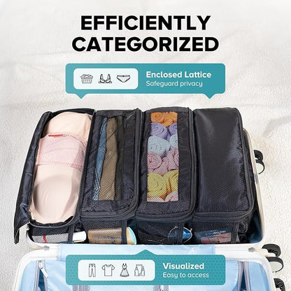 Suitcase Organizer, Travel Luggage Organizer Hanging Shelves Packing Cube Closet/Collapsible Portable Travel Organizer for Carry-on
