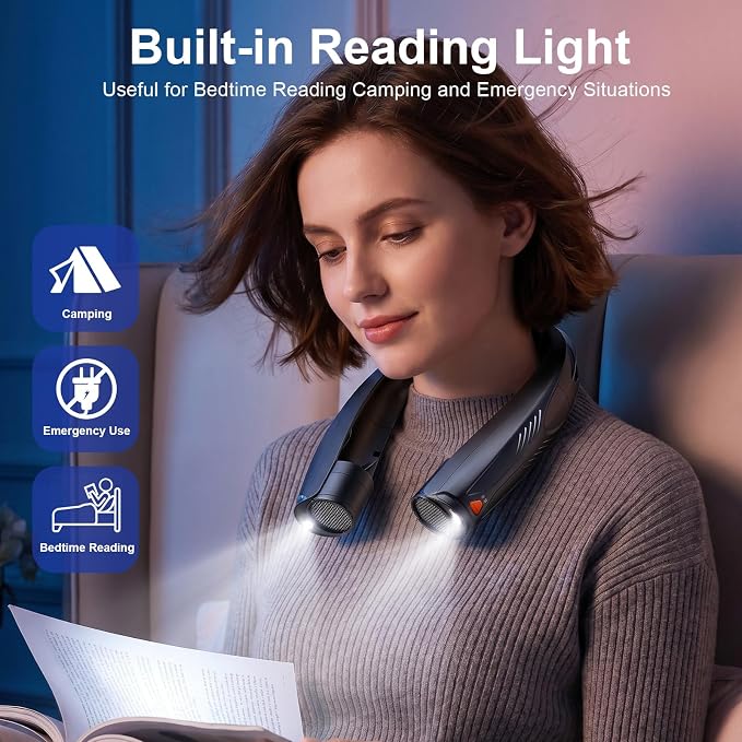 Portable Neck Fan with Reading Light, 6-Speed Wearable Fan, 6000mAh USB-C - Image 6