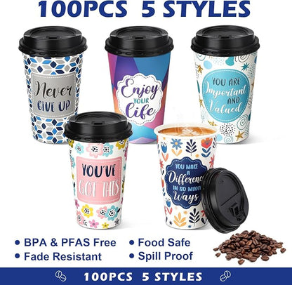 100 Pack 16 oz Disposable Coffee Cups - Image 2