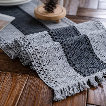 Macrame Table Runner Grey Boho Table Runners - Image 6
