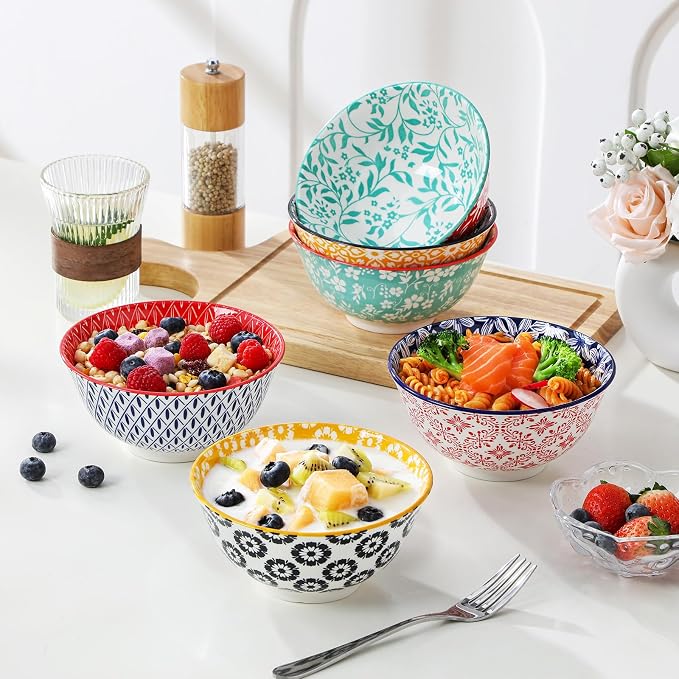 vancasso SELENE 24 oz Cereal Bowls Set of 6, Porcelain Soup Bowls | - Image 5