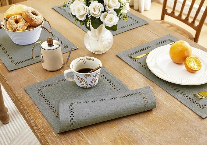 Farmhouse Burlap Place Mats, 12 x 18 Inch | Double Layer, Thick Textured - Image 4
