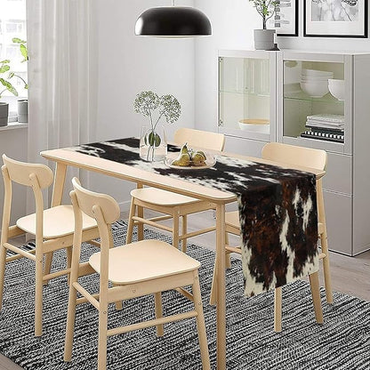 Cow Skin Print Table Runner, Rustic Cottage Country Farm Animal Fur Skin - Image 3