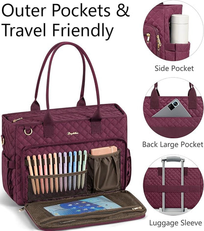 Bagstellar Teacher Tote Bag for Women, 15.6" Laptop Work Tote Computer Bag | - Image 6