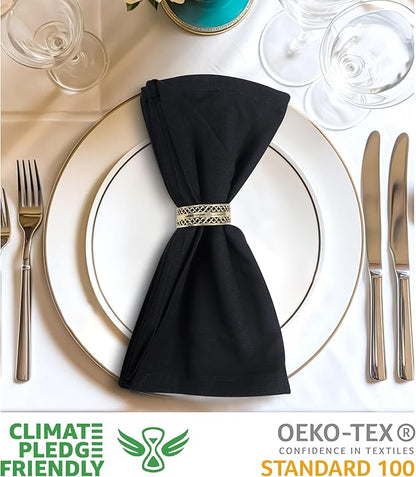 Urban Villa Cloth Napkins Set of 12 20x20 Inches 100% Cotton Napkins Cloth Washable Durable Reusable Absorbent Table Dinner Napkins Cloth for Christmas Hotel Lunch Restaurant Weddings Parties - Black