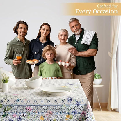 Maison d' Hermine Table Cloth Rectangle Table 100% Cotton 70 x 140 Inches Tablecloth Reusable Decorative for Dining Room Farmhouse Home Valentines Day Decorations Spring Summer - Faience